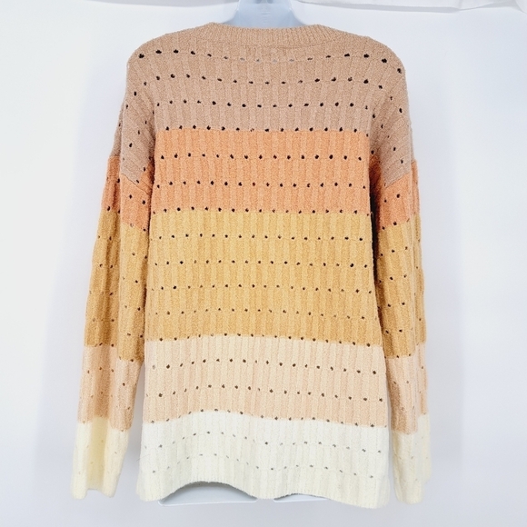 Andree by Unit Colorblock Stripe Eyelet Sweater Size Med NEW - Picture 4 of 9